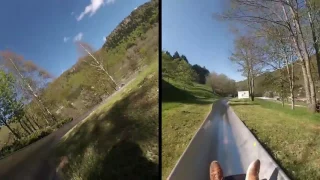 Descente luge d'été au Mont Dore dans le massif du sancy [Auvergne, Puy-de-Dôme]