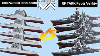 Modern Warships Uss Zumwalt Vs Rf Tark Pyotr Velikiy - Modern Warships