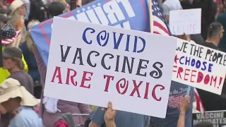 Thousands protest COVID vaccine mandates in downtown Los Angeles