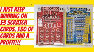 Mix of new scratch cards. £30 of Cash Reactors and Ruby Doublers go against each other