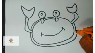 How To Draw Crab//In easy way//crabdrawing for kids//and colouring