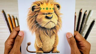 Realistic painting Lion king of the jungle