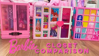 Barbie Closet Comparison.  Comparing Barbie dream closets and Fashionista closet.