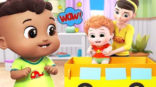 The Wheels on the Bus go round and round and More songs - 3D Animation English rhyme for children