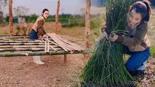 FULL VIDEO : 90 days to build a house with bamboo and field leaves