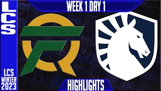 TL vs FLY Highlights | LCS Winter 2023 W1D1 | Team Liquid vs FlyQuest