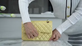 Chanel Classic Flap Small | Calfskin Leather Pearl Yellow | Luxury Vintage Outfits Fashion Bags