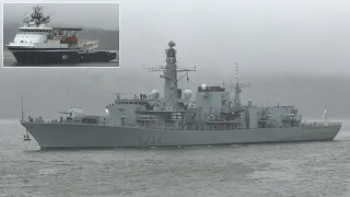 British warship and minehunting mothership on their way from Devonport ⚓️