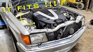 Putting the Mercedes V12 Biturbo in a 500SEC for the First Time - Project SEC V12 Part 2