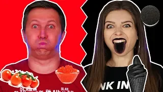 24 часа едим только черную и красную еду! Челлендж 🐞 Эльфинка