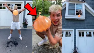 100 Mini Balloons Inside GIANT balloon!! *DROP TEST* 😱🤭 - #Shorts