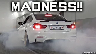 Tuned Cars & Supercars Going CRAZY in a Tunnel!! - MAD Burnouts, Launches & Accelerations!!