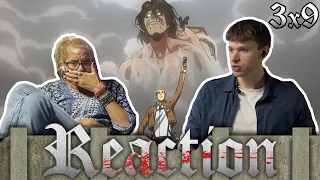 SHOWING MY MOM ATTACK ON TITAN | 3x9 | REACTION