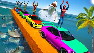 Car parkour: the ultimate test of agility and nerves. 🚗💨 GTA V mods Spiderman and friends