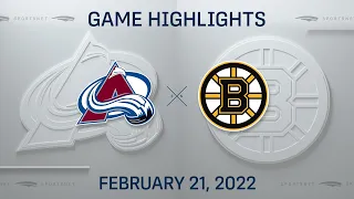 NHL Highlights | Avalanche vs. Bruins - Feb 21, 2022