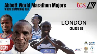 London Marathon 2024, Record of Eliud Kipchoge and Paula Radcliffe - Course 3D