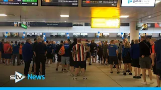 Rangers fans descend on Glasgow Airport ahead of Europa League final