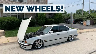 Bagged E34 540 gets AC Schnitzer wheels... AND a cooling system failure!