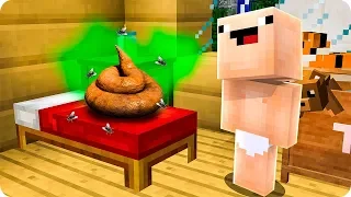 BEBÉ NOOB SE HACE CACA EN LA CAMA EN MINECRAFT 😱