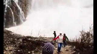 Снежная лавина сошла на Гегский водопад, Абхазия #Abkhazia #waterfall #avalanche