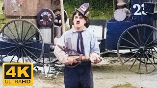 Charlie Chaplin - The Fireman (1916) Colourised, Remastered 4K 60FPS