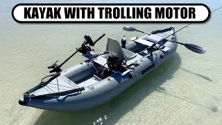 Saturn Fishing Kayak FK396 set up with Electric Trolling Motor.
