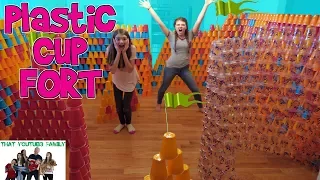 WE BUILT A HUGE PLASTIC CUP FORT! / That YouTub3 Family