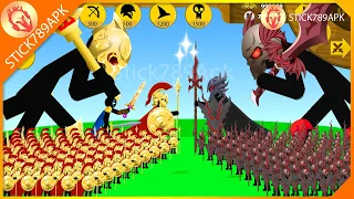 FINAL BOSS GOLD, GOLDEN SPEARTON XIPHOS VS DARK MEGA BOSS GIANT | Stick War Legacy Mod | Stick789Apk