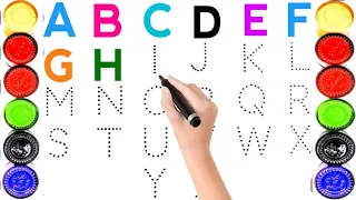 Alphabet,ABC song,ABCD,A to Z,Kids rhymes, collection for writing along dotted lines for toddler,3