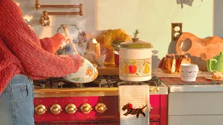 A warm and cozy Ghibli house Christmas🎄Cranberry orange bundt cake