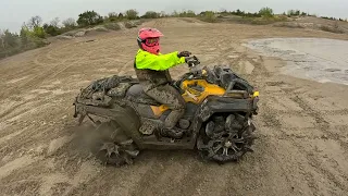 Can Am Outlander,   I take My lady to the Pits on a nice wet, rainy, and muddy day