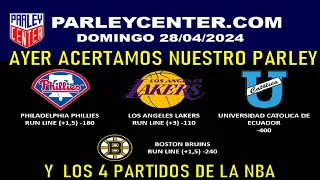 PRONOSTICOS MLB-NBA-NHL-NFL -  DOMINGO 28/04/2024 - PARLEY GRATIS |  @GrupoCordialitoTV