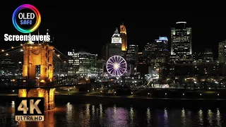 Cincinnati Skyline Screensaver Drone Footage - 10 Hours - 4K - OLED Safe - No Burn-in