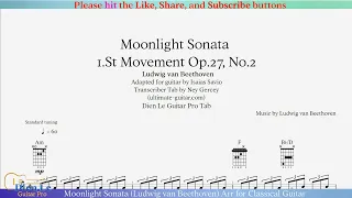 Moonlight Sonata (Ludwig van Beethoven) Arr for Classical Guitar with TABs