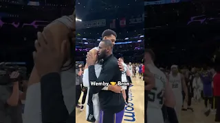 LeBron & Wemby embrace postgame 🙌 (via @NBA)