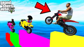 FRANKLIN TRIED IMPOSSIBLE BLOCK ROAD JUMP PARKOUR RAMP CHALLENGE IN GTA 5 | SHINCHAN and CHOP