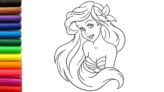 How to draw ariel from Disney princess | Easy drawing Cartoon characters for kids & toddlers