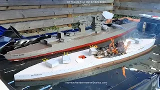 Model Warship Battleship Florida Burning And Sinking
