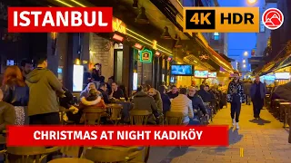 HDR Istanbul Christmas At Night Kadikoy 2023 Walking Tour|4k 60fps