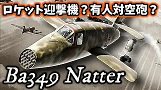 有人対空砲？ドイツ垂直離陸ロケット迎撃機ナッター BachemBa349Natter