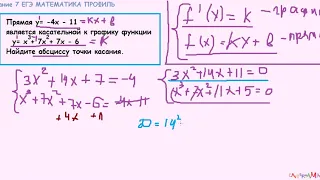 7 задание ЕГЭ математика проф Прямая  является касательной к графику функции  Найдите абсциссу