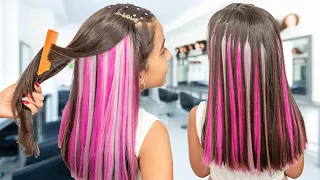 😱Mechas De Colores 🌈 Sin Dañar El Cabello De Tus Niñas (Con Kanekalon)