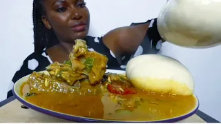 Cook and Eat With Me  oha soup with poundo yam fufu/ Asmr mukbang