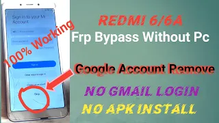 Redmi 6/6a Frp Bypass Without Pc  l 100% Working l  No Apk install  @biswajitjbt288