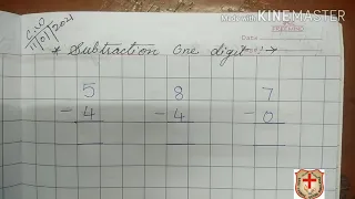 U.K.G., Maths, Subtraction One Digit, 11/01/2021