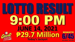 LOTTO RESULT TODAY 9pm June 14, 2021 (PCSO Lotto Results and Jackpot Today for 6/55, 6/45 and 4D)