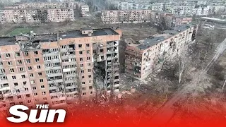 Drone footage shows scale of destruction in Ukraine's Vuhledar after Russian attack