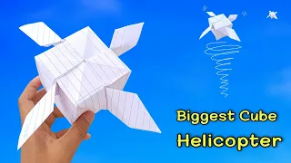 biggest paper cube helicopter, flying notebook cube helicopter, paper toy, best helicopter fly toy