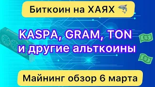 БИТКОИН НА ХАЯХ ❗️ KASPA, GRAM, TON и ДРУГИЕ // МАЙНИНГ ОБЗОР 6 МАРТА