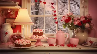 Valentine's Day Kitchen ‎♡‧₊˚☕️꒷꒦🍰˚꒱ | ASMR | Ambience | Oldies Playing In Another Room ( •◡-)-♡